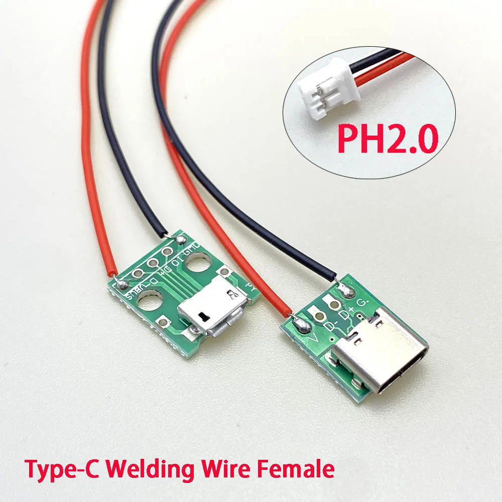 Micro USB To DIP Female Connector Breakout Board Charging Cable Soldering Board Socket Type-c PCB With Cabel Converter Adapter