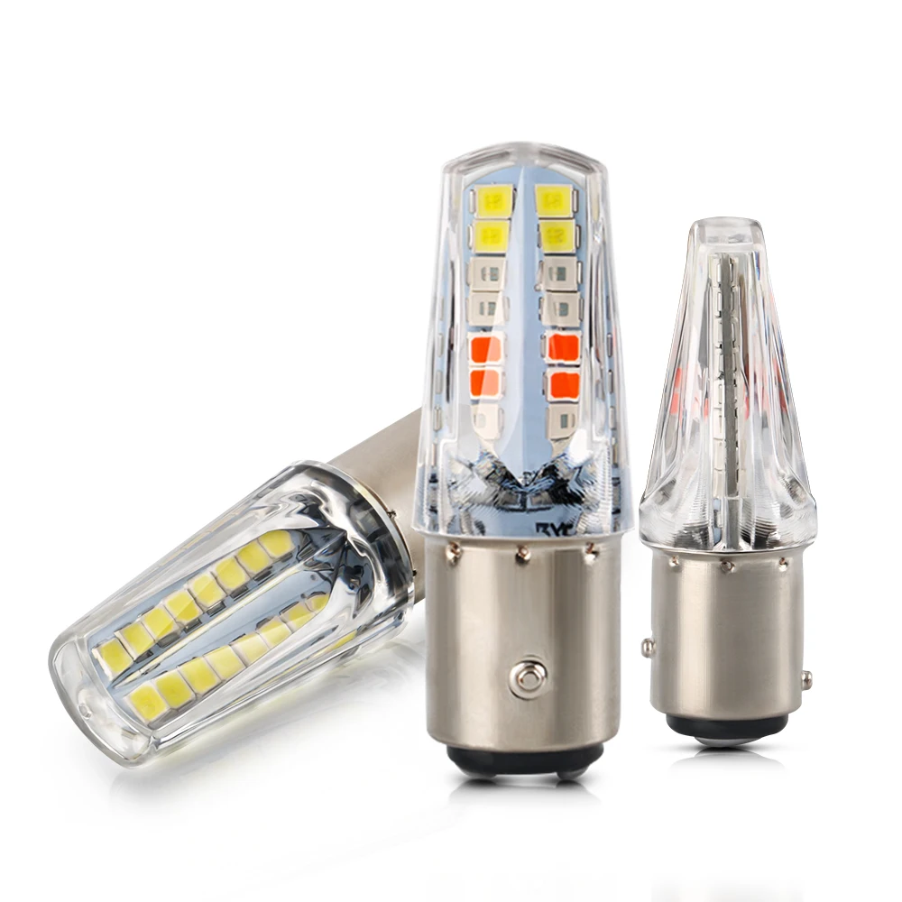 1pcs Motorcycle Led Lights 1157 2835 32smd Bulbs Strobe Flashing Moto Accessories White 12V Highlight Brake Light Turn Signal