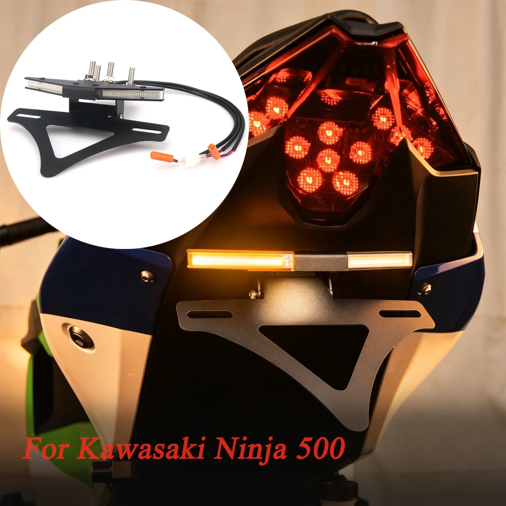 for Kawasaki Ninja 500 2025-2026 motorcycle signal light LED turn signal light rear license plate holder mudguard accessories 