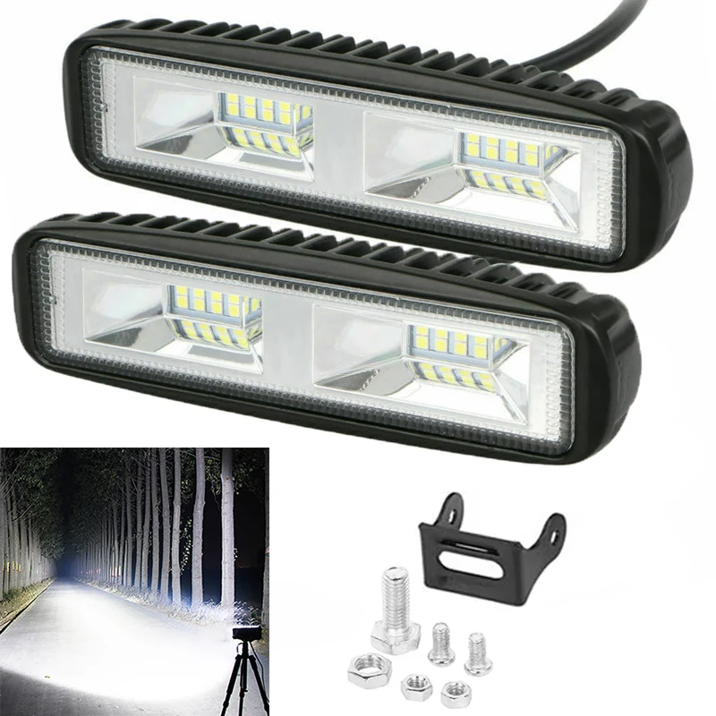 48W LED Car Work Light High Bright Spotlight Motorcycle Offroad Truck Headlights Universal DRL Driving Lamp 12V Car Accessories