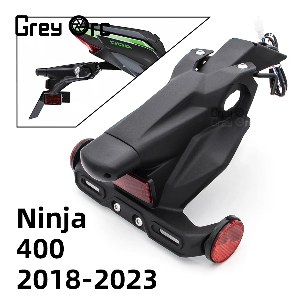 Motorcycle Rear Mudguard License Plate with LED Turn Light Holder For Kawasaki Z400 Ninja400 2018-2023 Accessories