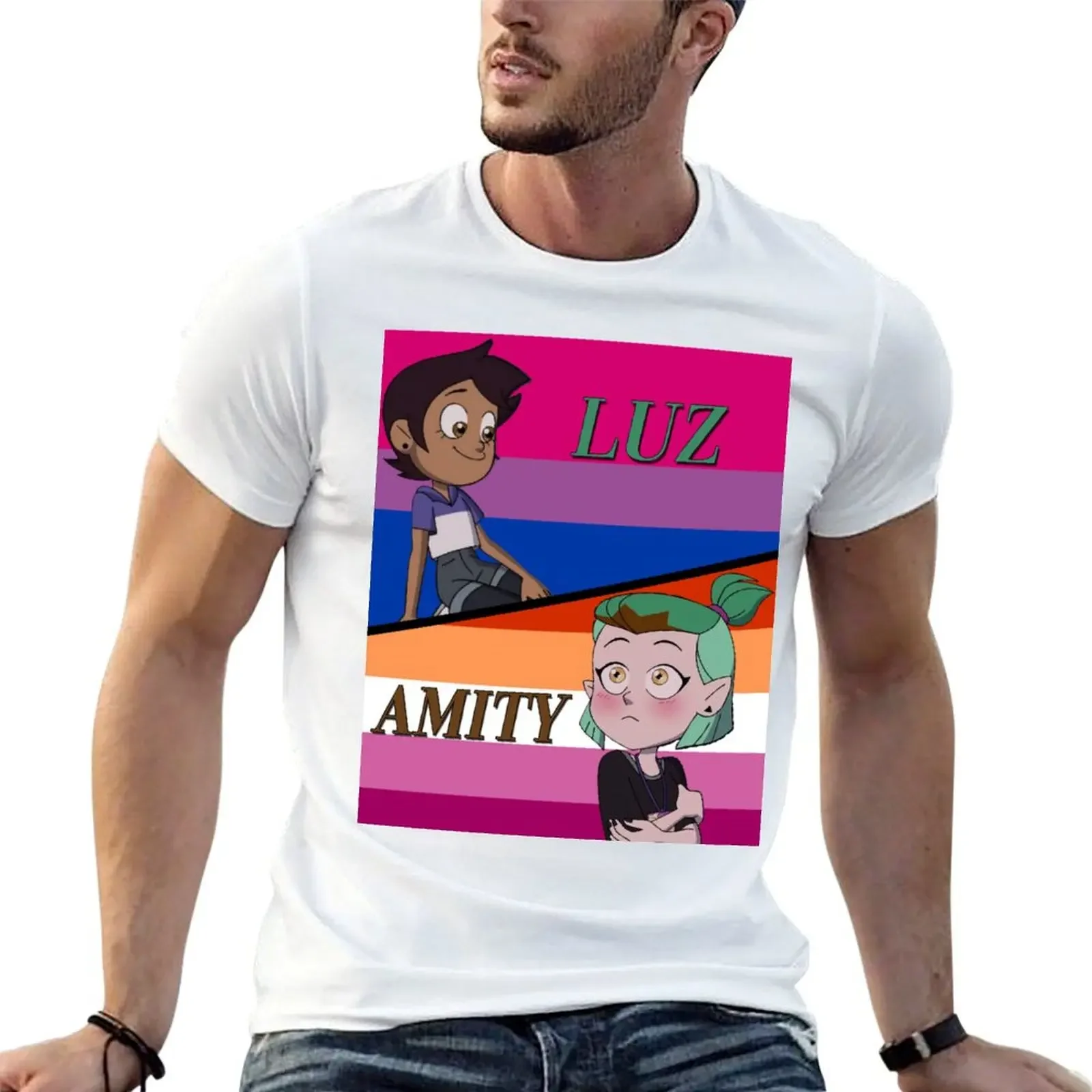 Owl House Amity and Luz season 2 T-shirt animal prinfor boys Short sleeve tee funnys plain men workout shirt