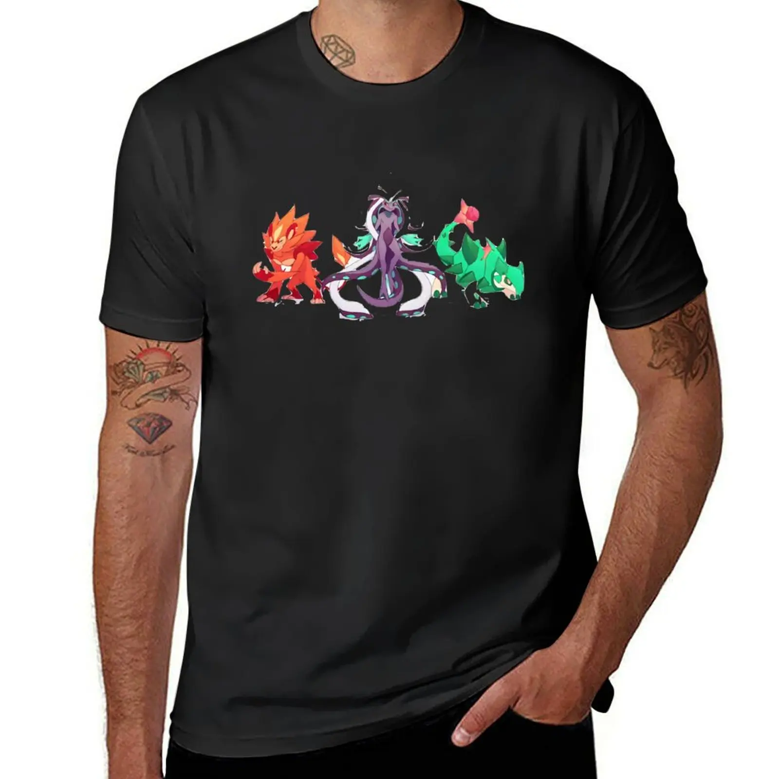 Temtem characters funny happycharacters T-Shirt aesthetic clothes customs for a boy vintage Short sleeve tee men