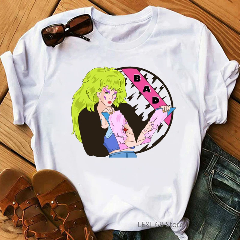 Newest Tshirt Women Jem And The Holograms Funny T Shirt Haut Femme Harajuku Kawaii Hip Hop T-Shirt Female Streetwear Tops