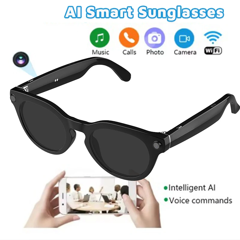 Bluetooth AI Smart Camera Video Photo Sunglasses Men Women Translation Sun Glasses Headphones Light Protection Outdoor Eyewear
