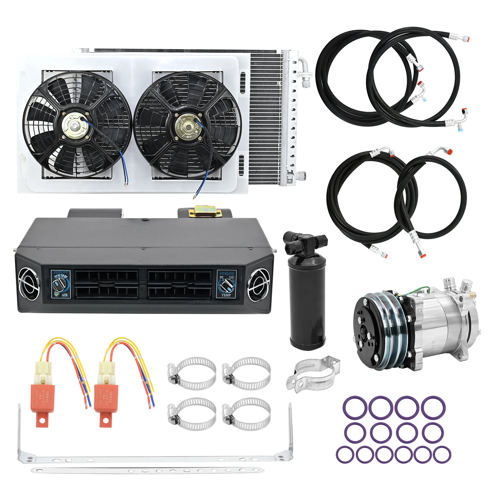 Universal Automotive Air Conditioning Kit for RVs, Cars, Trucks & Vans - Powerful A/C Solution, 12V/24V Compatibility