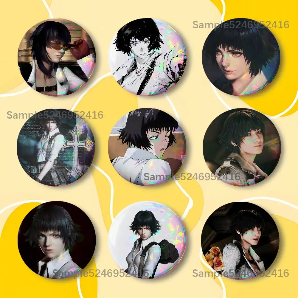 Lady D-Devil May Cry 5 Round Button Pins Badge Creative Brooches Backpack Clothes Decoration Fashion Cartoon Jewelry Gifts