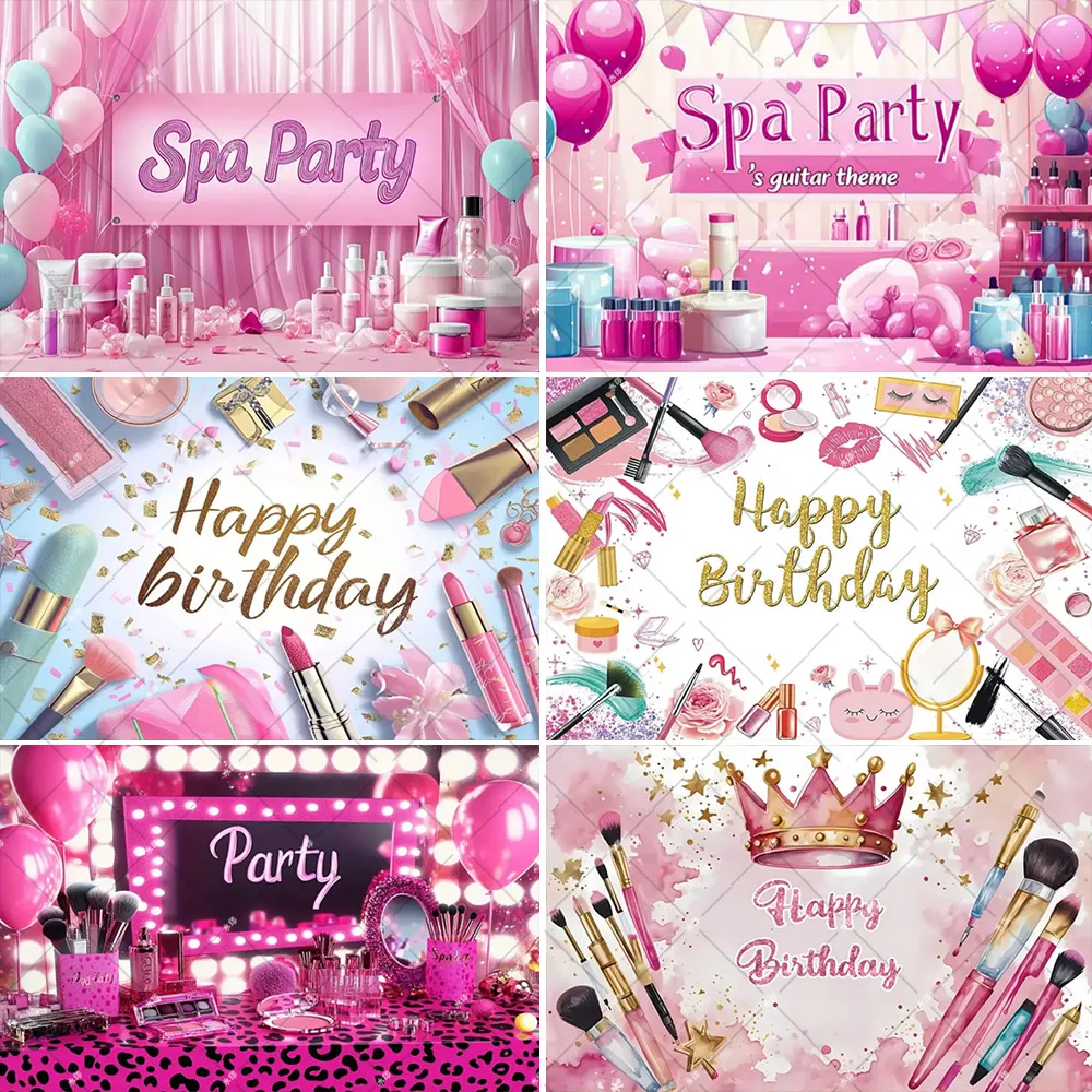 Pink Beauty Makeup Spa Theme Sexy Ladies Adult Girl Birthday Party Customized Banner Backdrop Women Portrait Photo Studio Decor
