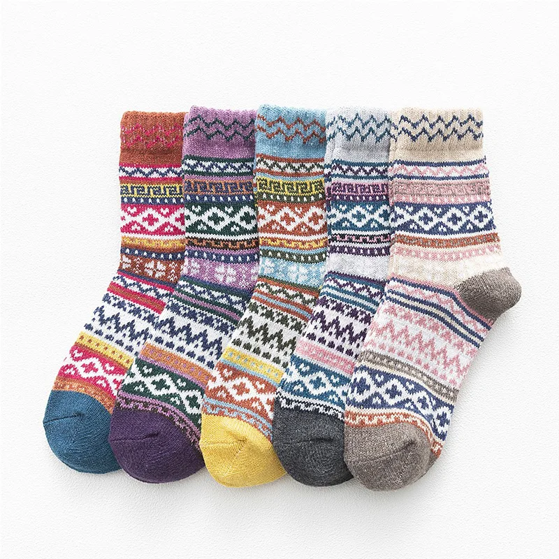 5Pairs/Lot Women Wool Socks Autumn Winter Warm New Fashion Comfortable Ladies Socks High Quality