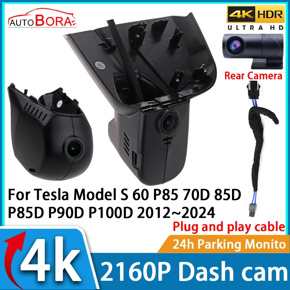 ZhuCamX Car Video Recorder Night Vision UHD 4K 2160P DVR Dash Cam for Tesla Model S 60 P85 70D 85D P85D P90D P100D 2012~2024