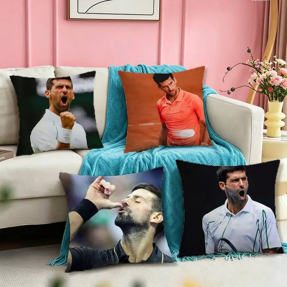 N-Novak Tennis Legend D-Djokovic Pillow Case Square Double-Sided Sofa Cushion Cover Bedroom Bedside Pillow
