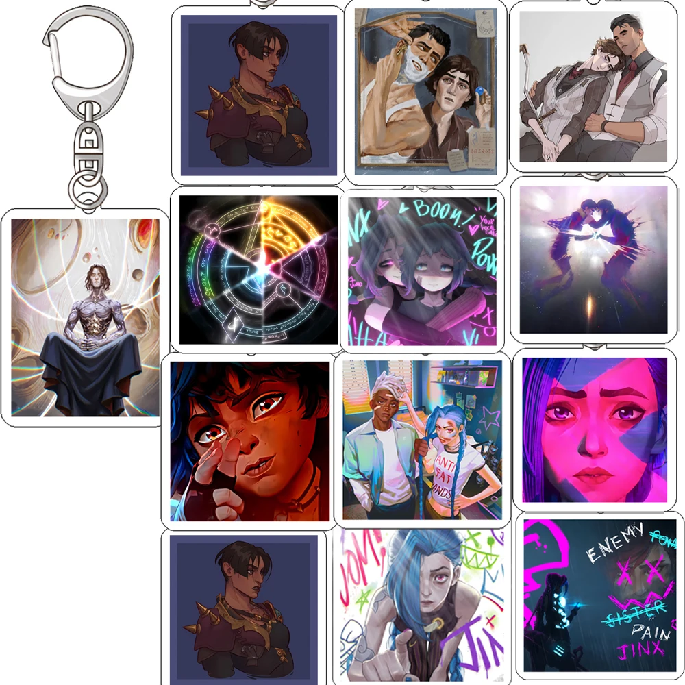 Arcane League Of Legends Jayce Viktor Anime Acrylic Friends Gift Girl Pendant fans Jewelry Keychain Key Ring Bag Charm Cute