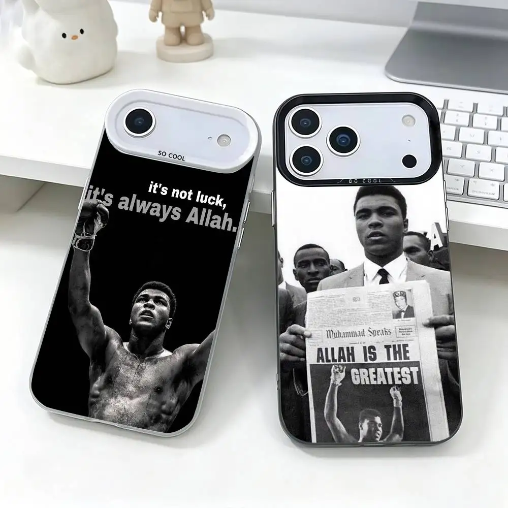 M-Muhammad A-Ali Boxing Legend Phone Case For iPhone 17,16,15,14,13,12,11 Plus,Pro Max,XS,Colorful Silver Phone case Funda Cover