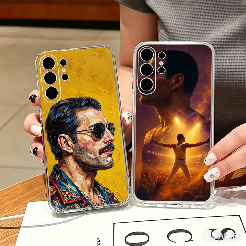 Legend F-Freddie M-Mercury Clear Hard Phone Case For Samsung S25,24,23,22,21,10,9,Ultra,Plus,Lite Transparent Cover