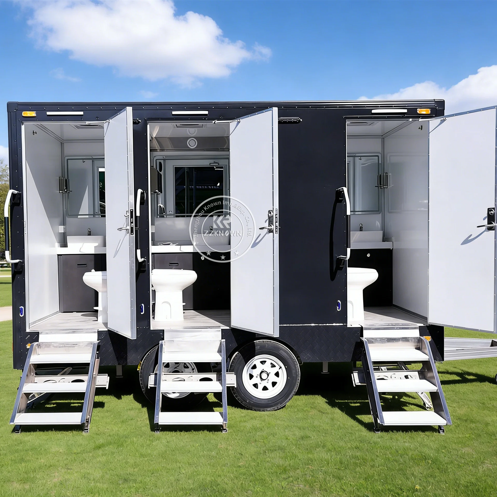 DOT Approved Mobile Restroom Trailer Luxury Portable Toilet Trailer for Outdoor Events with Sink and LED Lighting