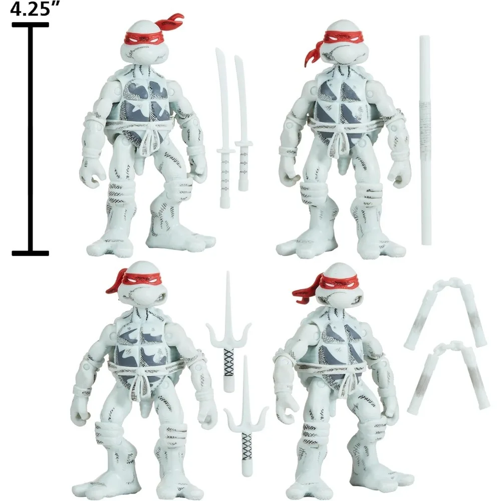 Ninja Turtles: 40th Anniversary Edition Four-Piece Action Figure Set, 4.25-Inch Movable Joint Figure, One Set of Accessories