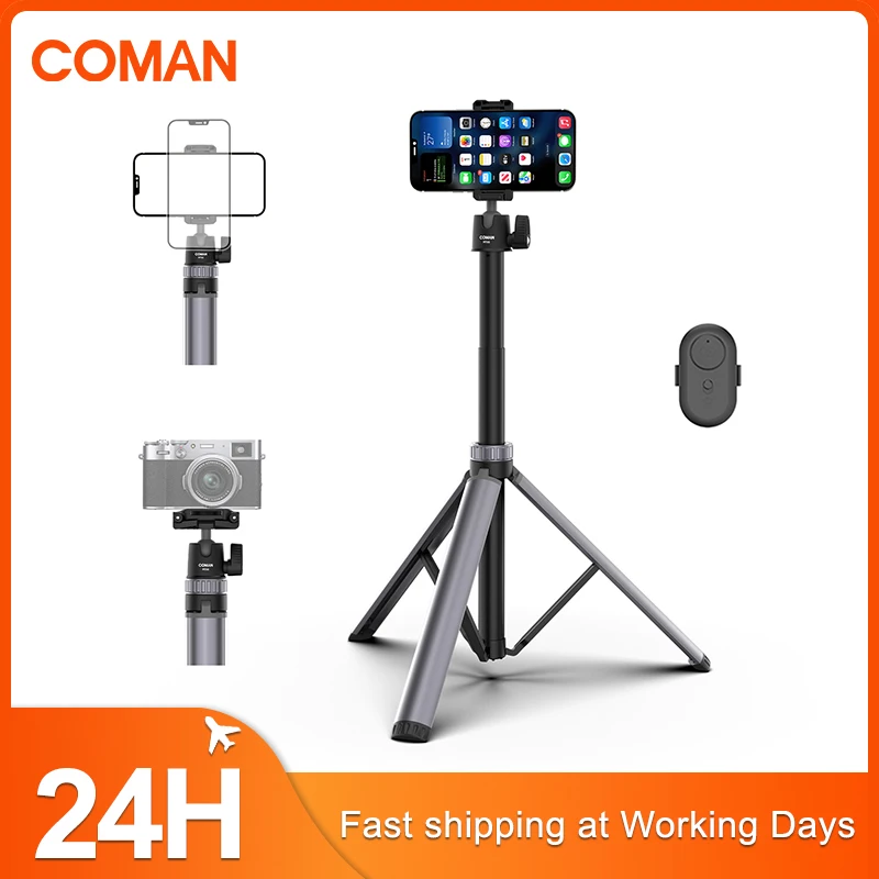 COMAN MT66 185CM Extendable Light Stand Camera Tripod With Universal 1/4 Screw For DSLR Cameras With Remote Control For Phone