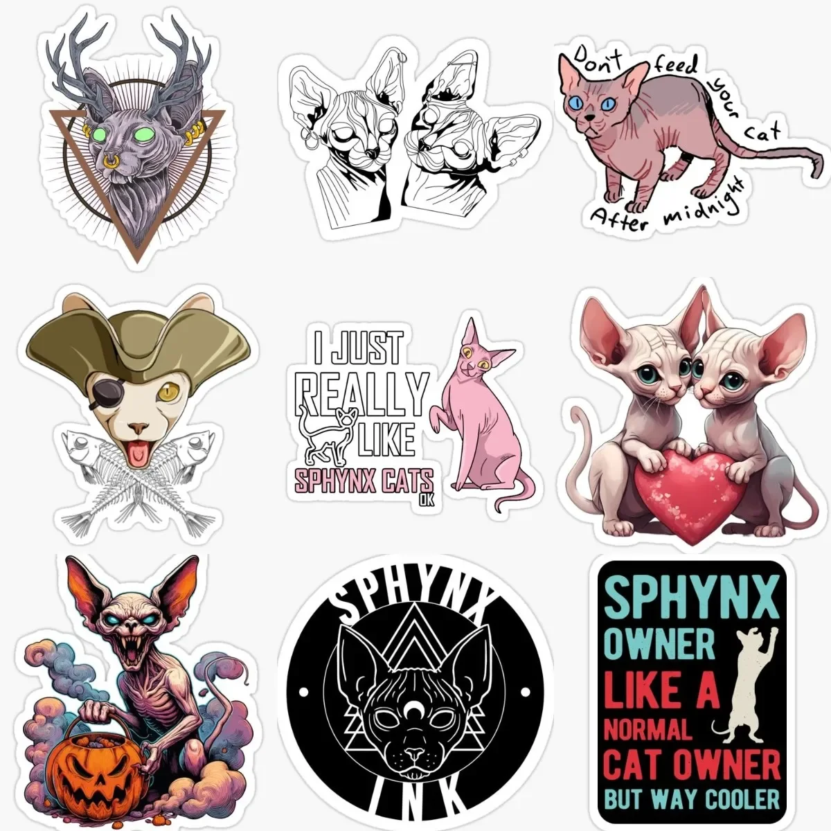 Canadian Hairless Cat Sphynx Cat Cute Pets PVC Material Stickers for Decorate Car Van Motorcycle Bicycle Wall Helmet Decal