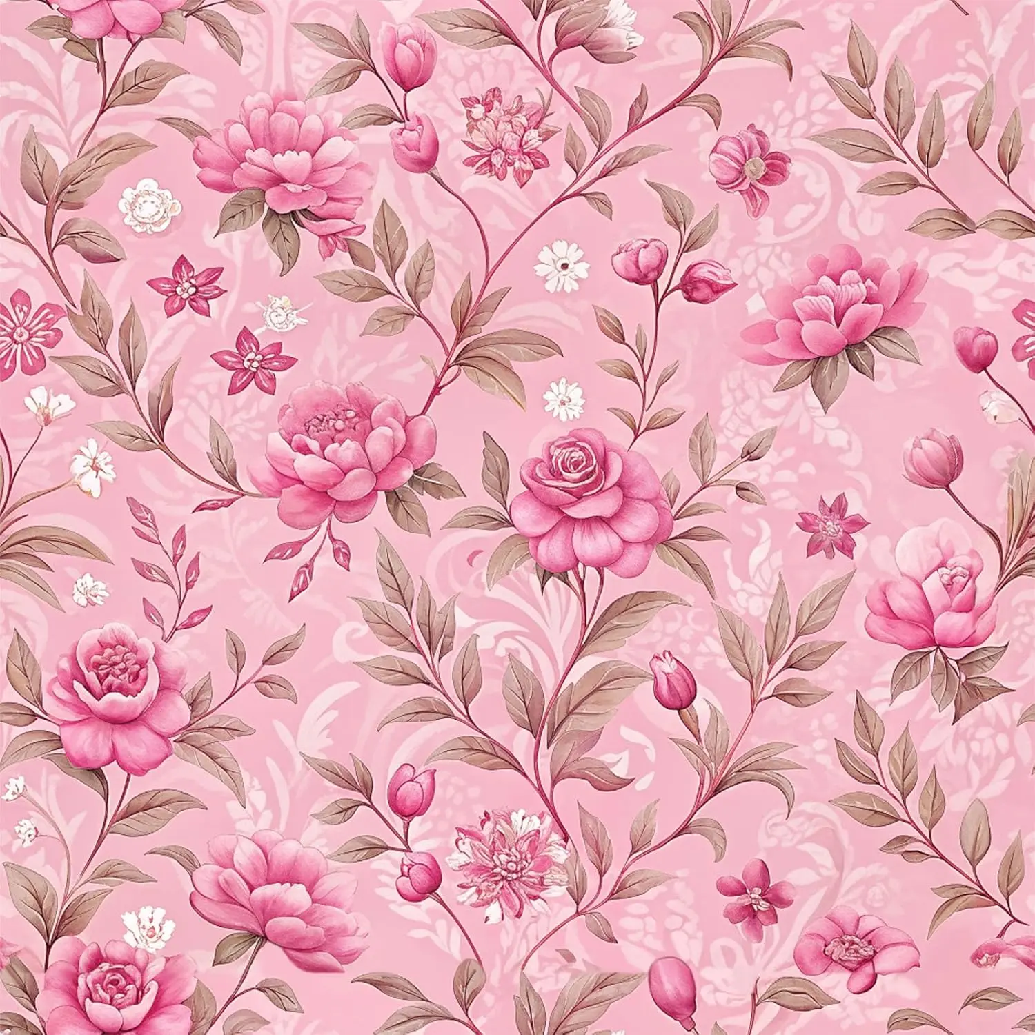 Pink Floral Peel and Stick Wallpaper Flower Contact Paper Removable Waterproof Wall Paper Vinyl Self Adhesive Wallpaper