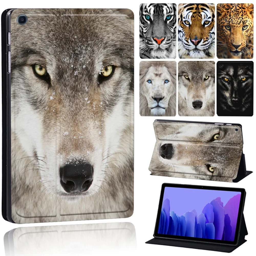Tablet Case for Samsung Galaxy Tab A7 Lite T220 8.7inch/Tab A7 10.4 T500 Cases beast Pattern Stand Cover for Tab A 8.0 T290