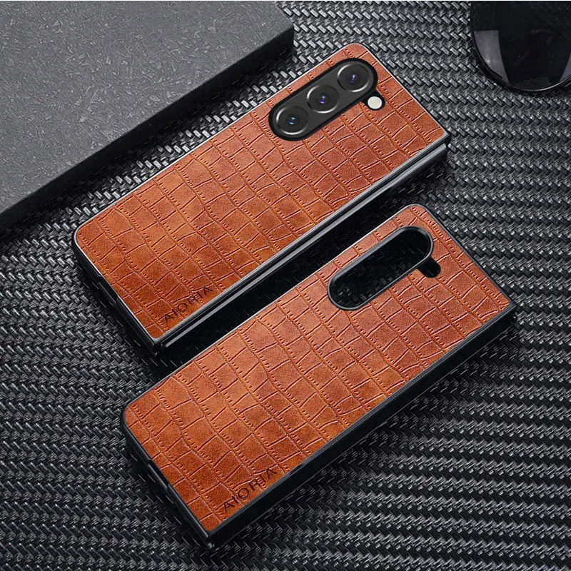 Luxury Crocodile Leather Case For Samsung Galaxy Z Fold 7 6 5 4 Fold 3 5G Protective Cover for samsung galaxy z fold 7 case