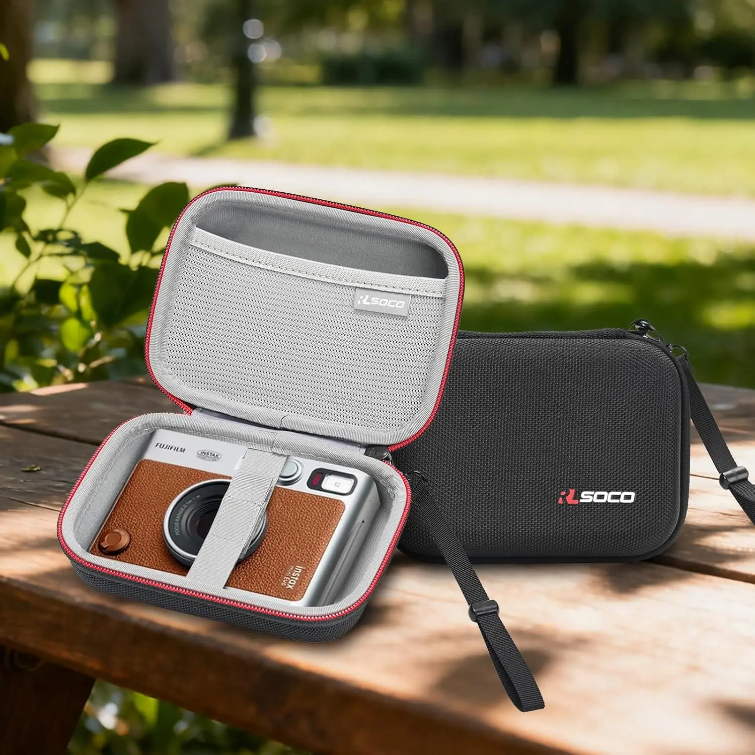 RLSOCO Hard Case for Fujifilm Instax Mini EVO/EVO 2-in-1 Hybrid Instant Film Camera | Storage Pouch with Adjustable Wrist Strap