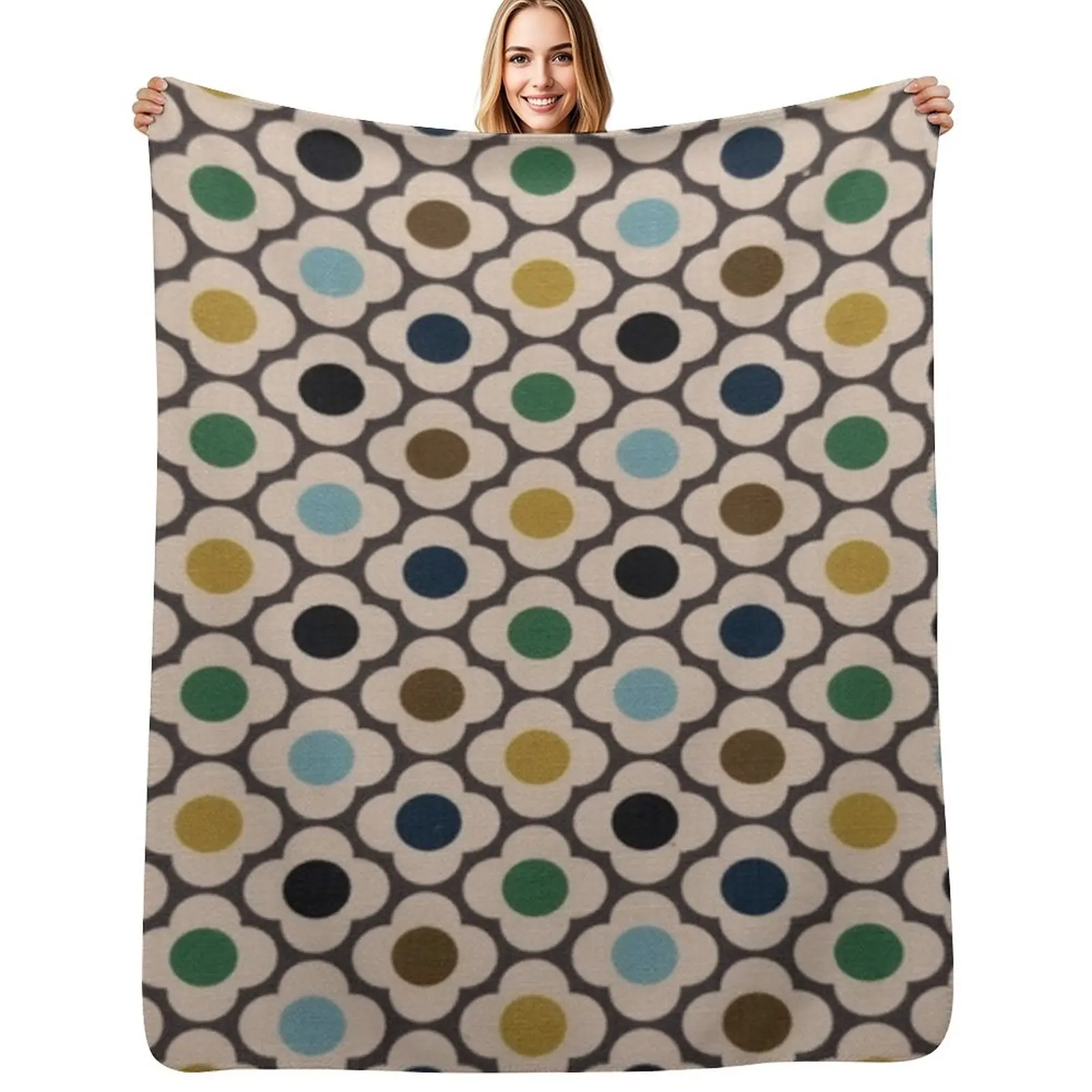 orla kiely spot flower, orla kiely abstract mini spots flowers design Throw Blanket Kid'S Stuffeds Vintage Blankets