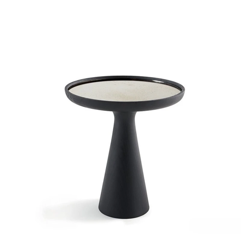 Spot natural marble countertop round coffee table, small round edge table in living room, round bedside table silk flower