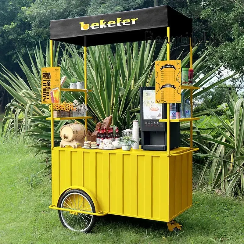 X Small Trolley Outdoor Movable Booth Promotional Car Wrought Iron Flower Car Scenic Spot Large-scale Event Display Car