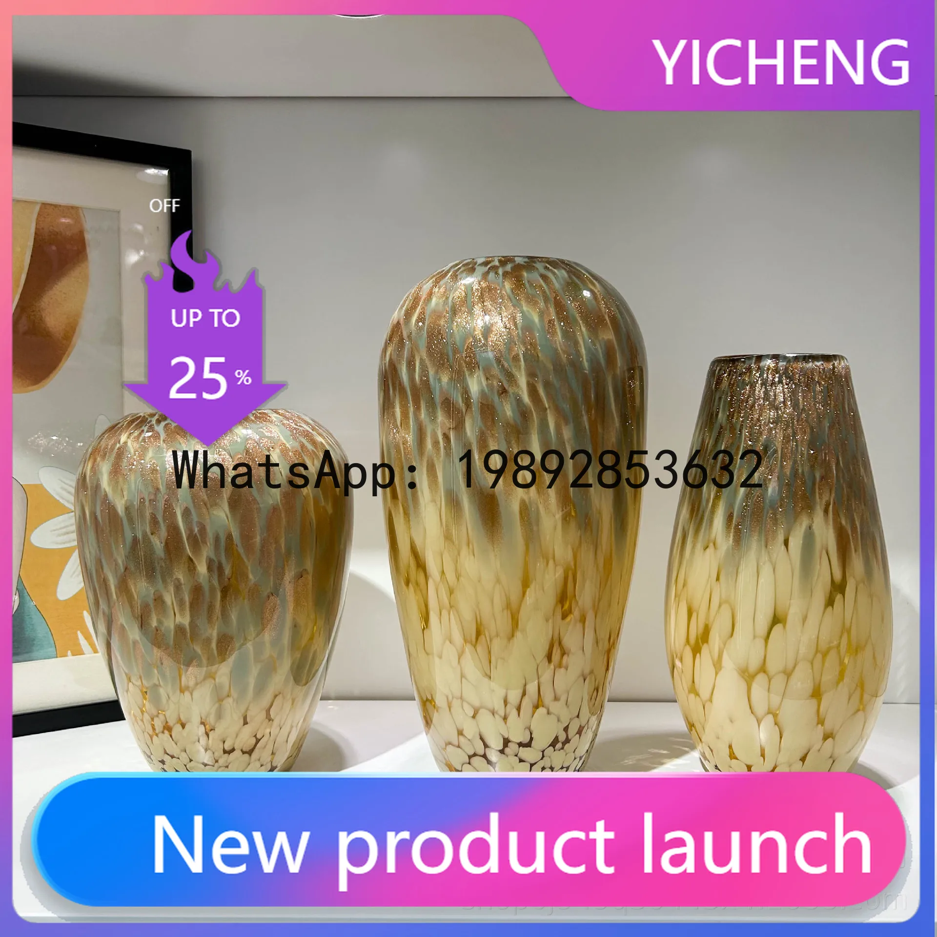 Golden Spotted Glass Vase Irregular Gold Foil Terrarium Flower Vase Flower Arrangement Hydroponics Home Decoration Accessories
