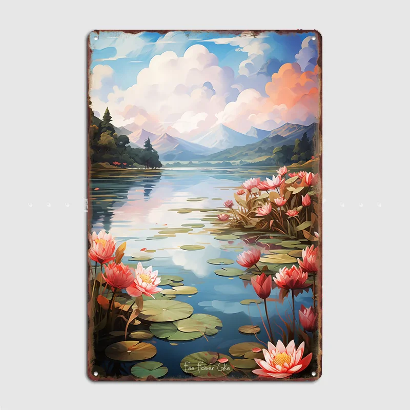 Five Flower Lake Painting Travel Scenic Spot Retro Poster Metal Sign Club Indoor Room Wall Decor Custom Posters Home Decor