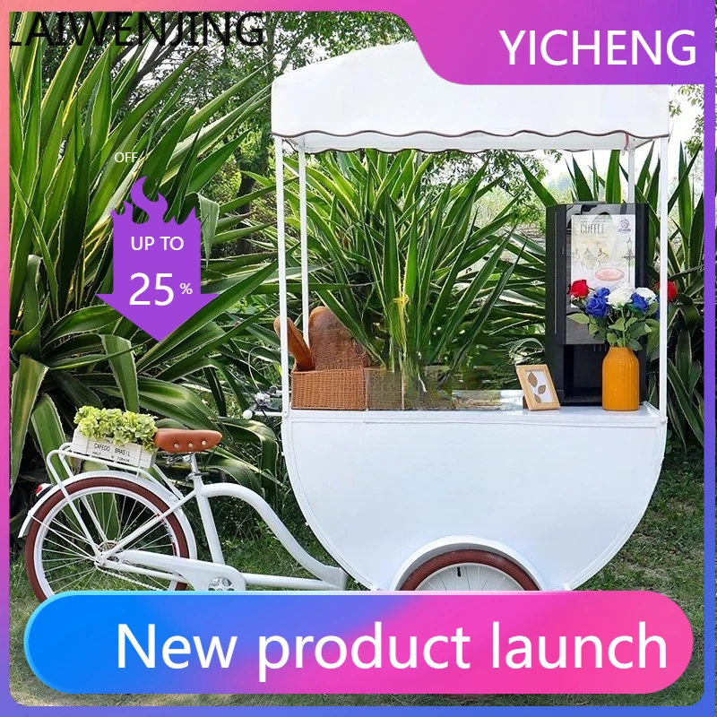 LYY  Outdoor Night Market Stall Dining Cart Amusement Scene Spot Three-Wheel Iron Art Flower Cart