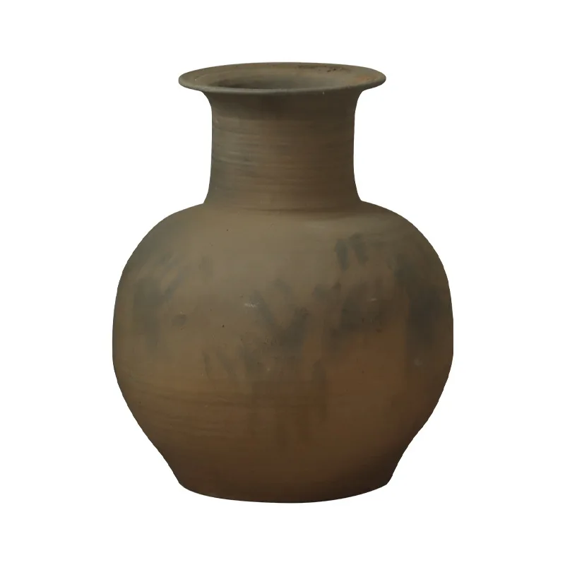 #Spot earth pottery vase retro wabi-**** wind dried flower ware model house ins home jewelry ornament decoration