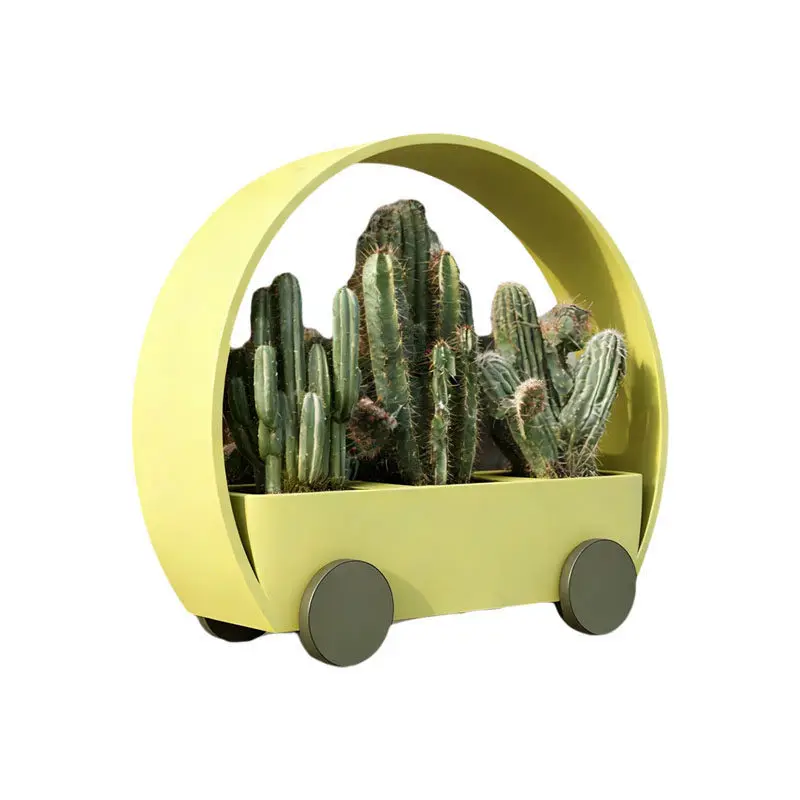 Outdoor creative wheel shape flower box Outdoor wrought iron planting box Street scenic spot Park decorative