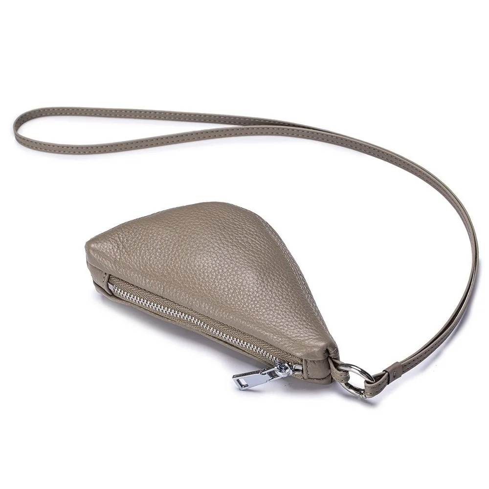 Simple Genuine Leather Hanging Neck Coin Purse Lipstick Key Storage Mini Lanyard Wallet Korean Style Purse Earphone Bag Travel