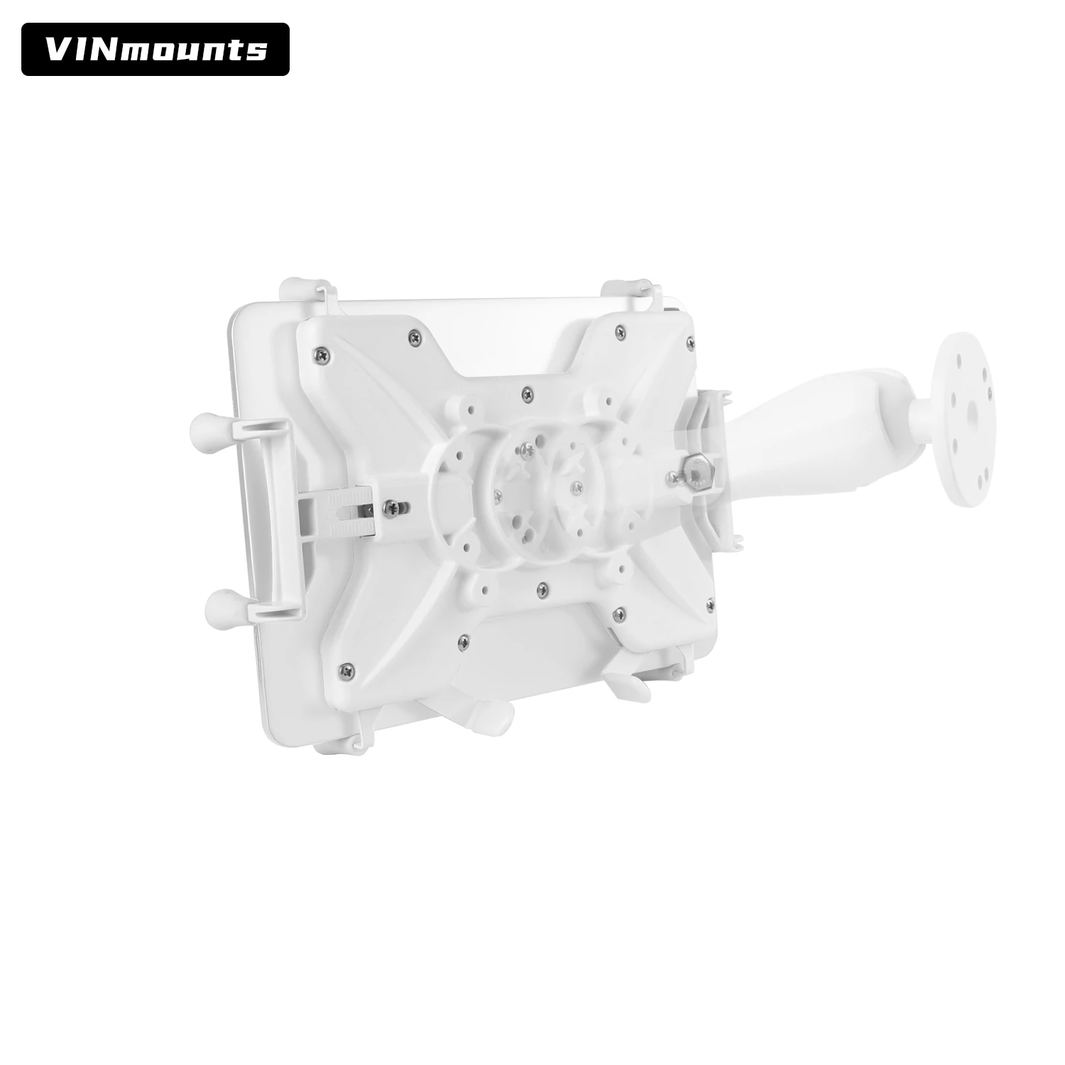 VINmounts Lockable Tablet Holder with Adjustable Arm for iPad Air, Galaxy Tab, Huawei MatePad, Panasonic Toughpad FZ-M1