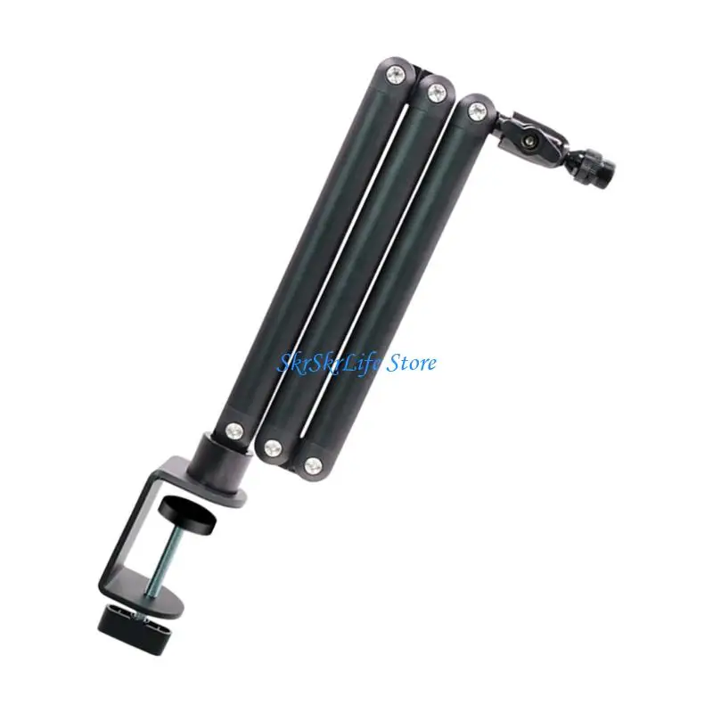 E65E C Clamp Boom Arm Stand with Foldable Support Structure for Desktop Recording, Voice Work and Studio Table Placement During