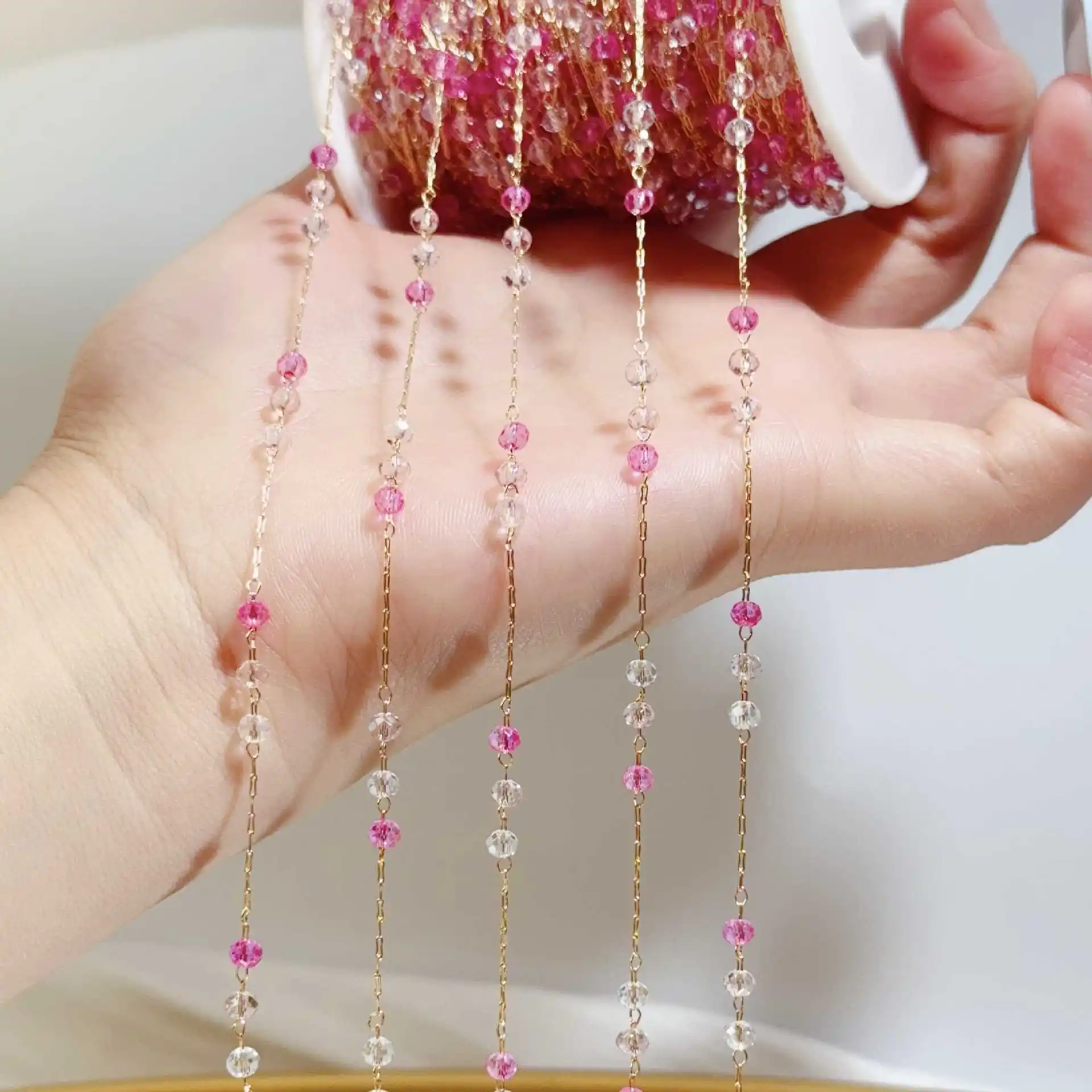 0.5/1/2Meter Colorful Crystal Bead Tassel Chain Copper Chain For DIY Bracelet Necklace Charm Jewelry Making Supplies Accessories
