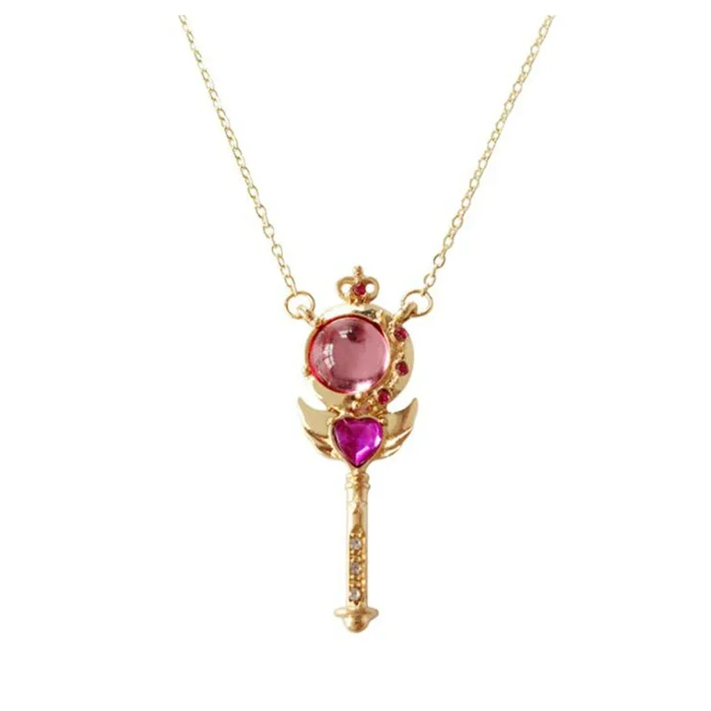 Anime Sailor Loving Wand Crystal cosplay Pendant Necklace Girl accessories Cute props