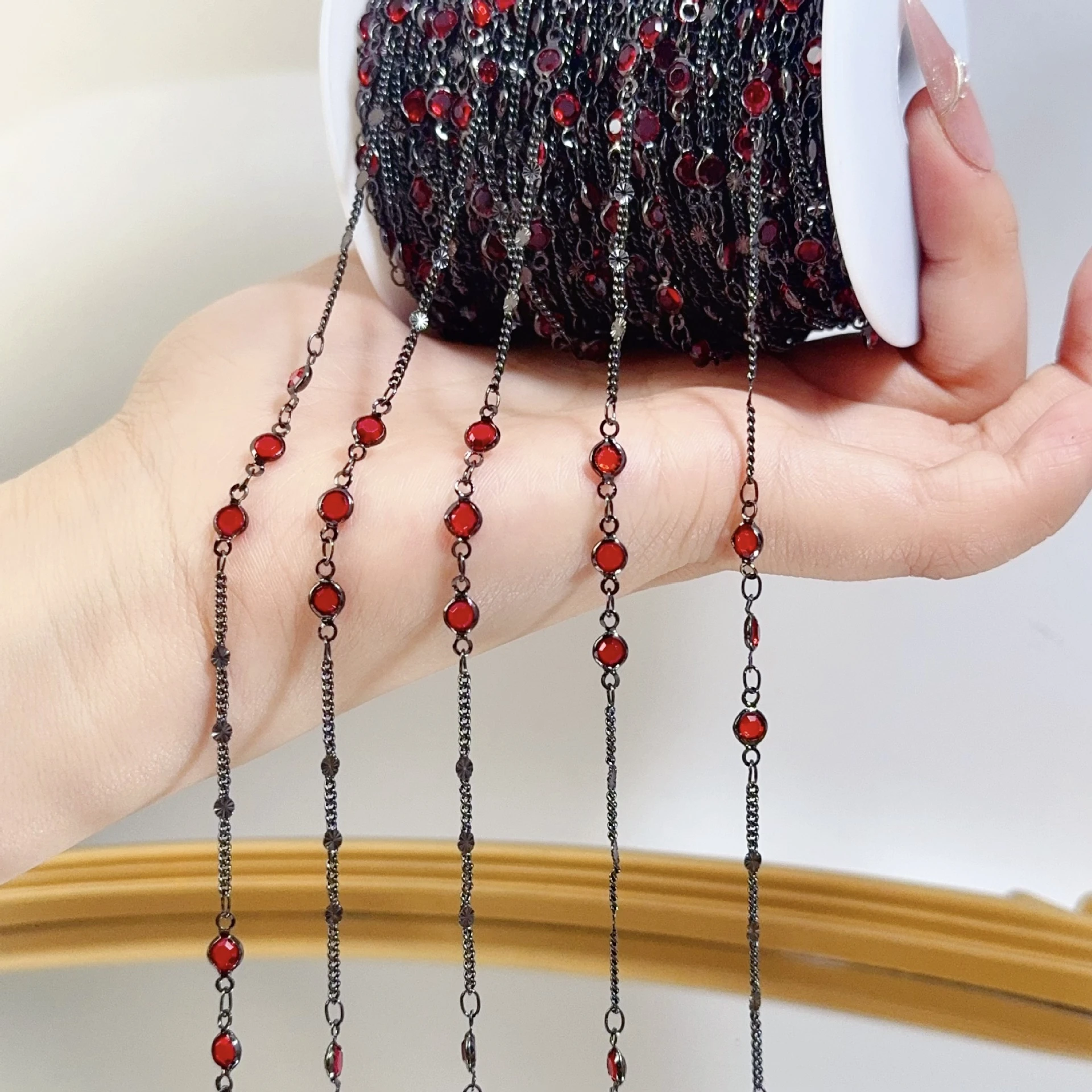 0.5/1Meter Colorful Crystal Beads Sequins Chain Glass Bead Chain for DIY Necklace Bracelet Jewelry Making Supplies