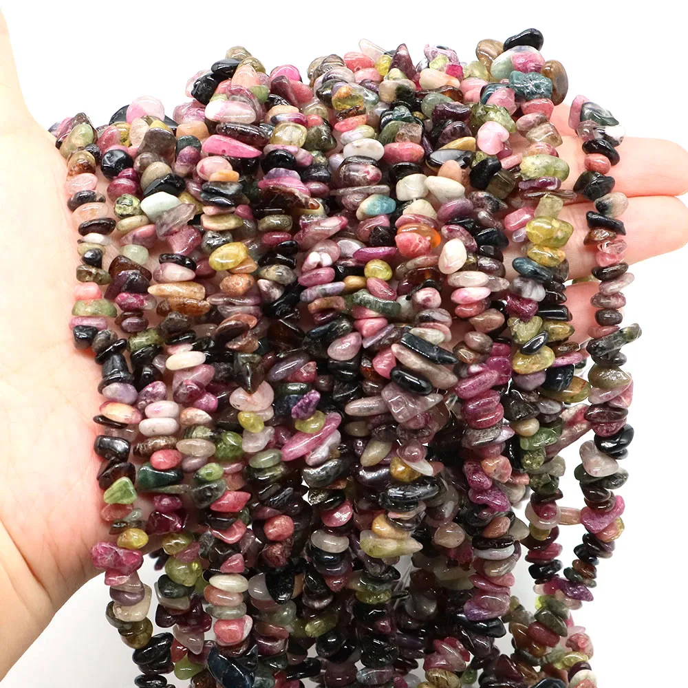 Natural Stones Color Tourmaline Irregular Beads Crystal Chips Gravel Drilled Holes Bead for Jewelry Making DIY Bracelet Necklace