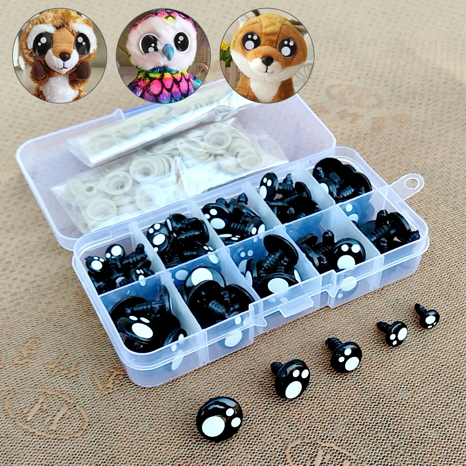 100pcs 8/10/12mm Black Eyes For Toys Cartoon Safety Eyes For Dolls Making Animal Amigurumi Bear Craft Stuffed Toys Accessories