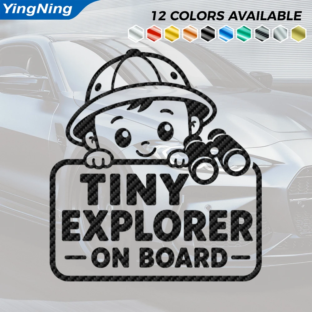 Tiny Explorer On Board Car Sticker Cute Kid Vinyl Decal Waterproof Rear Window Bumper Safety Warning Family Vehicle Accessories