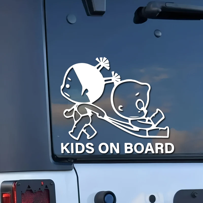 Hand Drawn Cartoon Children Safety Reminder Car Sticker Kids On Board Waterproof Auto Window Decal