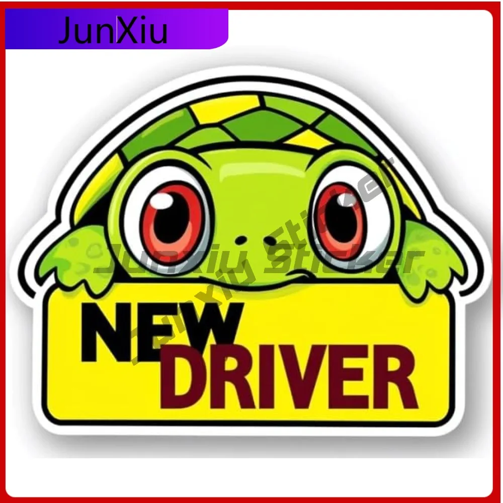 Peeking Turtle New Driver Car Sticker Adorable Cartoon Warning Waterproof Decal For Teen Drivers Vinyl Window Or Bumper Safety