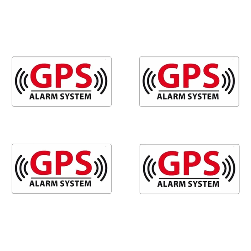 S90268# 4 Pcs ALARM SYSTEM GPS TRACKING DEVICE Security Safety Warning Vinyl Decal Waterproof Windshield Auto Accessories