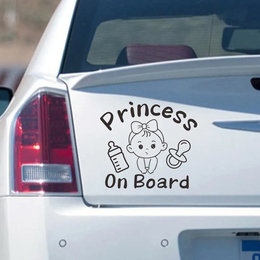 Car Sticker Smiling Girl Pattern Princess On Board Decal Driving Safety Warning Sign Sticker Car Decoration Accessories #618