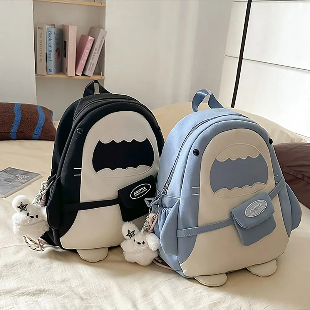 Fashionable Large Capacity Cartoon Backpack Versatile Unique Shark Backpack Lightweight Simple Design Schoolbag School Use