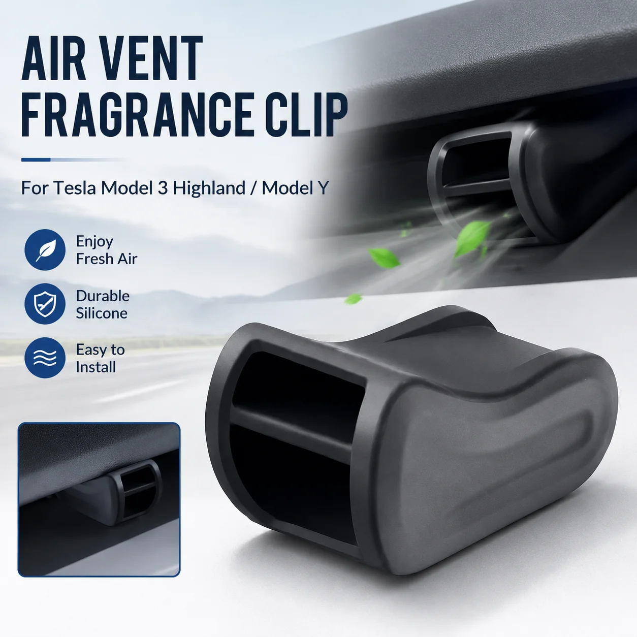 Silicone Air Vent Fragrance Clip Aromatherapy Air Freshener For Tesla Model 3 Highland Model Y Car Interior Accessory