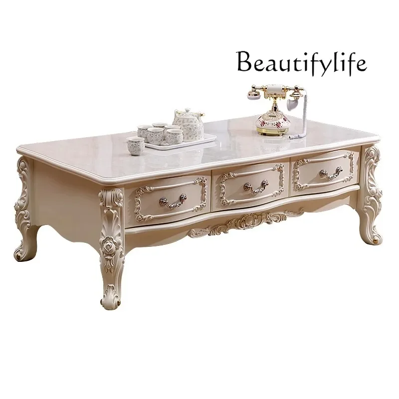 R Luxury European Coffee Table Glam Design Classic Carve Coffee Table Nordic Modern Table Basse De Salon Furniture Living Room